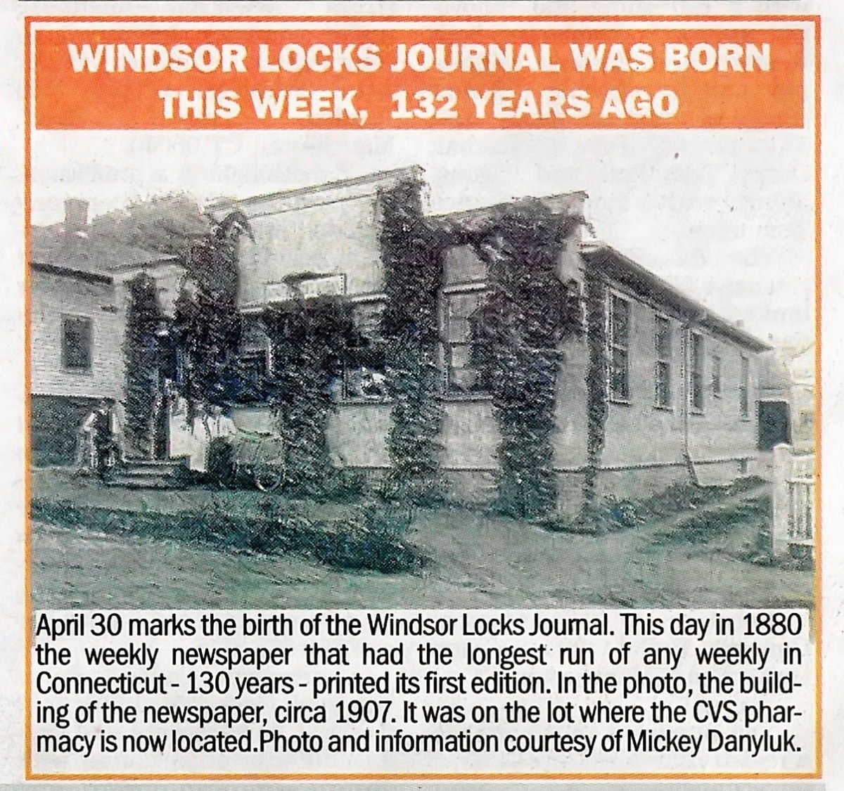 Photo WINDSOR LOCKS JOURNAL MICKEY DANYLUKS' LANDMARKS album Jerry