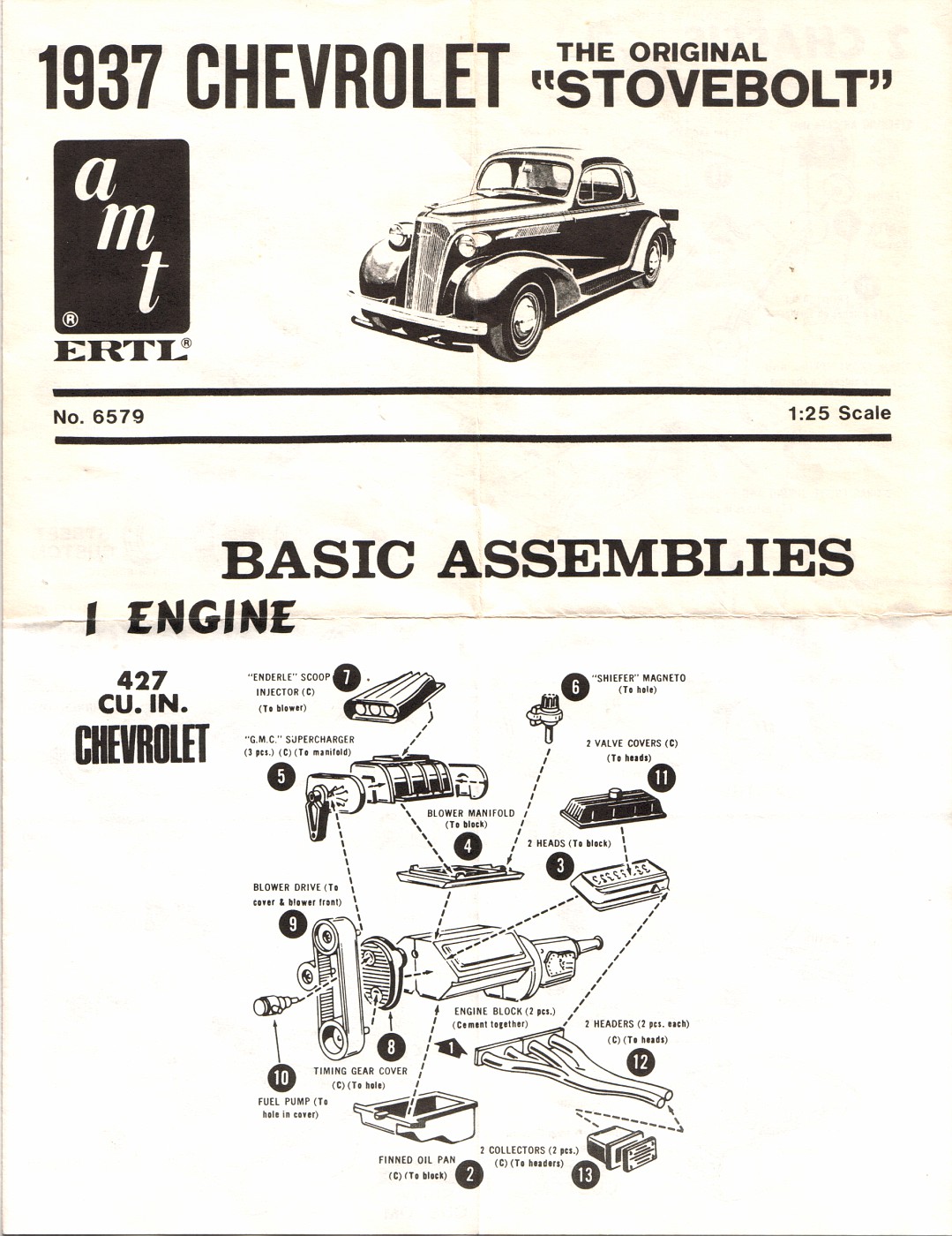 Photo 37 Chevy Coupe AMT ERTL 6579 Instructions Pg1 AMT 1937 Chevy