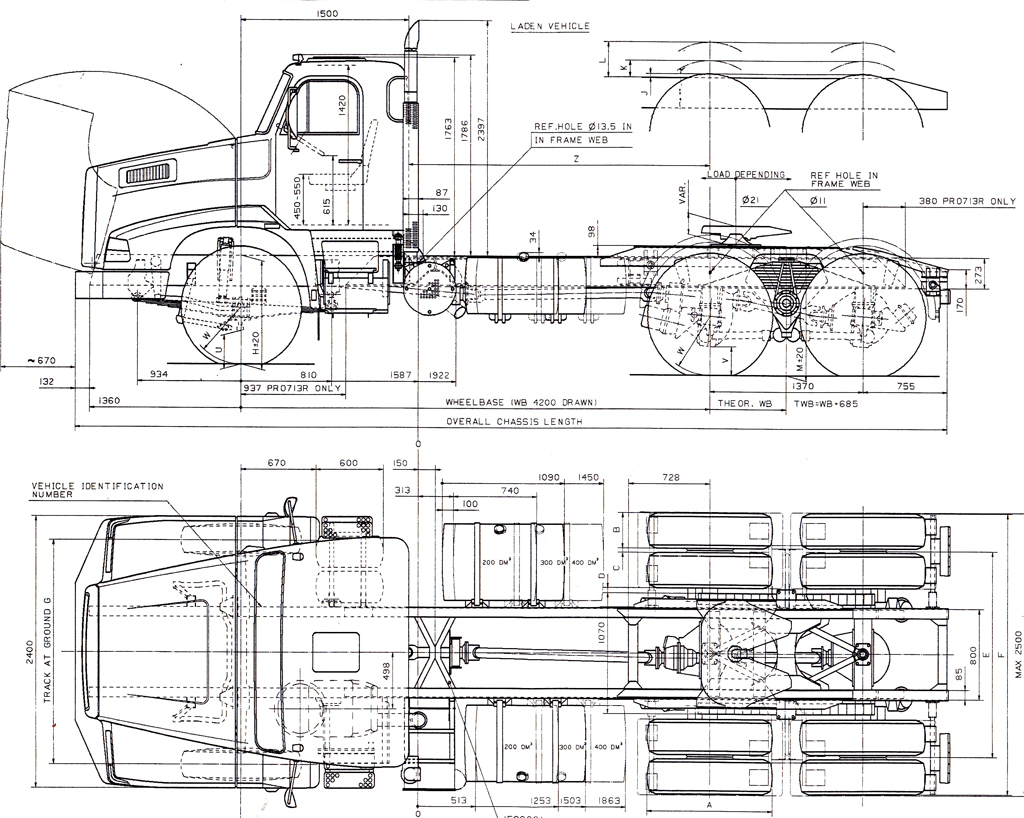 Volvo fh truck 6x4 чертеж