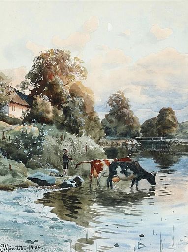 A Young Boy Tending to His Cows (1905)
