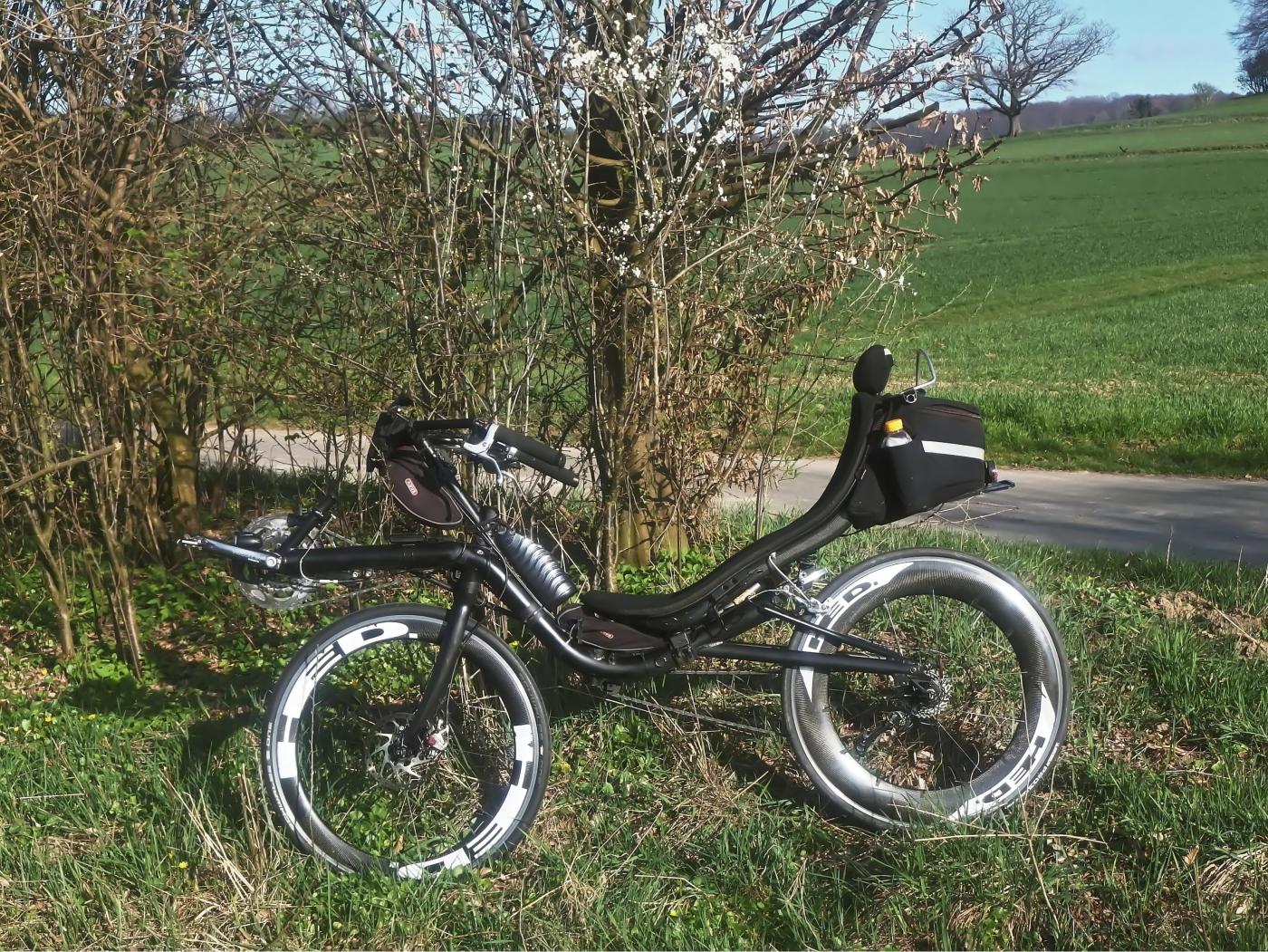 Mit den 28" HED Carbon-Laufrädern fühlt sich die Performer-Couch schneller :-)