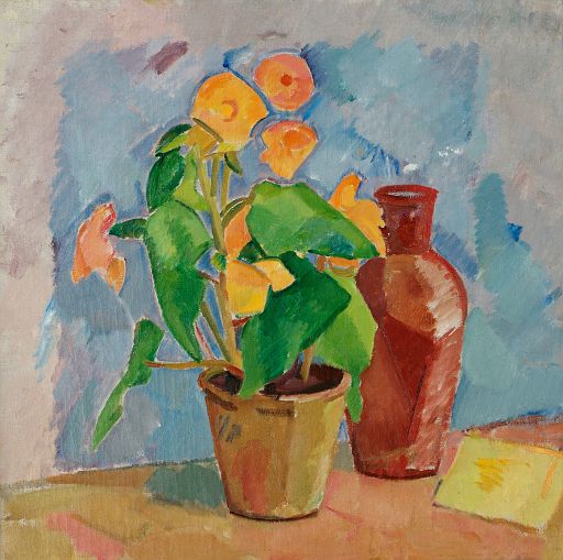 Still Life with Yellow Begonias and Brown Jug (c.1914)