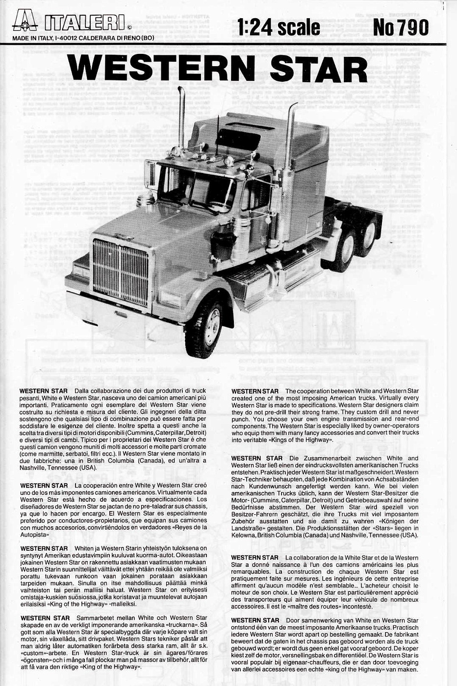 Photo: 790 Western Star Conventional Italeri 1-24 | 0790 Western