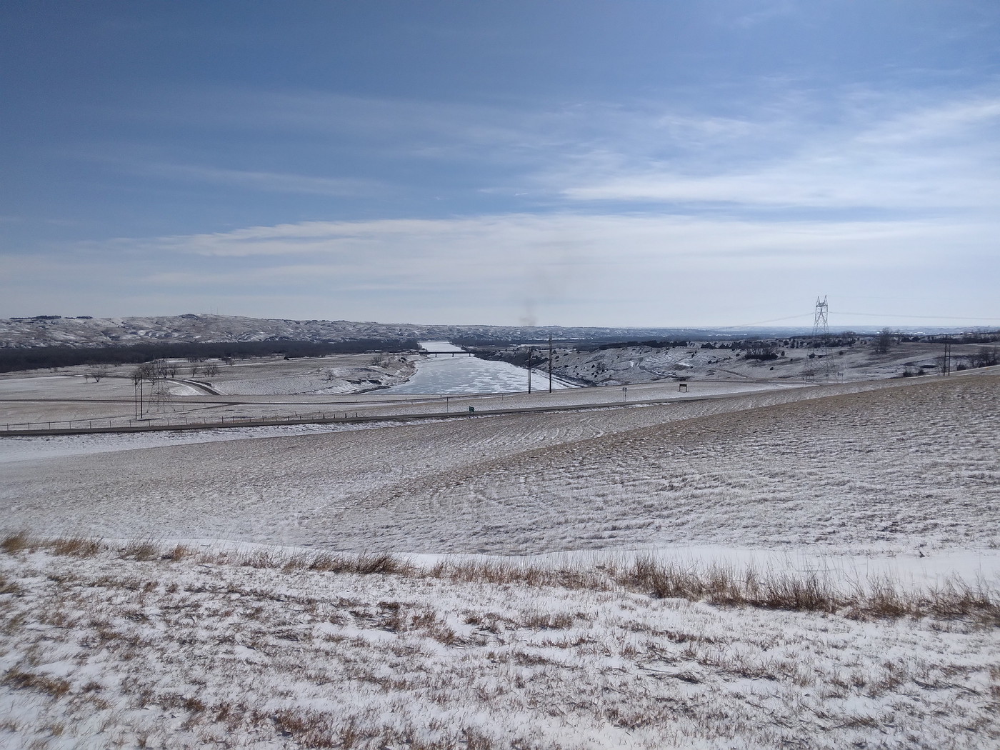 The Missouri River Looking South Below the Oahe Dam View from the