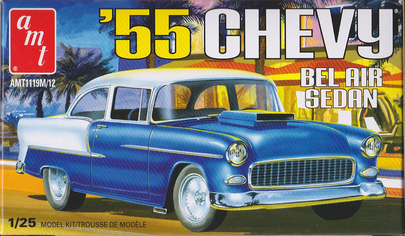 1955 Chevy Bel Air Sedan -- Plastic Model Car Kit -- 1/25 Scale -- #1119 pictures by rushphil