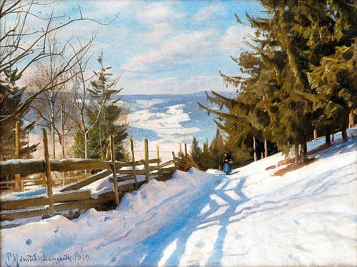 Woman in Winter Landscape, Langseth, Lillehammer (1919)