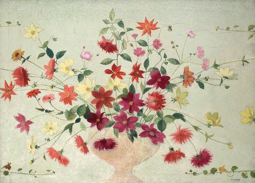Cosmos and Dahlias in a Vase (c.1919)