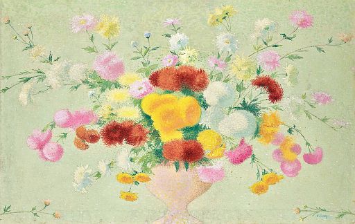 Dahlias and Pompom Sunflowers (c.1919)