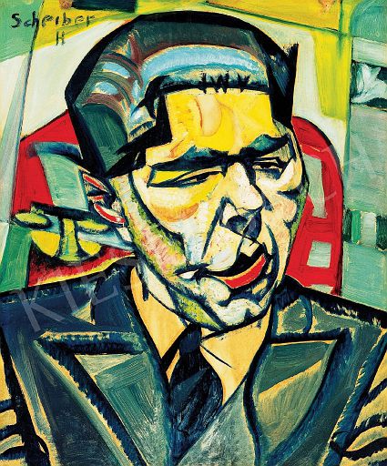 Expressionist Portrait of a Man with a Telephone [Andor Pünkötsi] (c.1925)